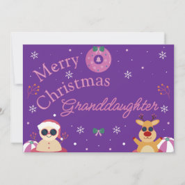 かわいい紫のメリークリスマスお孫さん シーズンカード