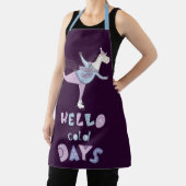 かわいい紫のユニコーンこんにちは寒い日母になる エプロン (インサイチュ)