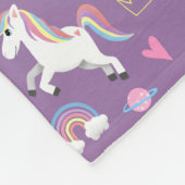 かわいい紫のユニコーンの女の子のパターン&名前の子供 フリースブランケット (角)