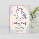 かわいい紫のユニコーンの誕生日招待状 招待状 (スタンド正面)