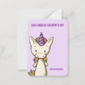 かわいい紫のユニコーン バレンタインデーの教室 ノートカード (正面)