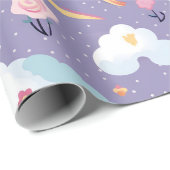 かわいい紫のユニコーン ラッピングペーパー (ロールコーナー)
