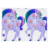 かわいい紫のユニコーン ラージペーパーバッグ (裏面)