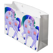 かわいい紫のユニコーン ラージペーパーバッグ (裏面アングル)
