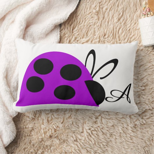 かわいい紫のレディバグパーソナライズされた ランバークッション (ブランケット)