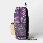 かわいい紫のレトロハート花蝶 プリントバックパック (右)