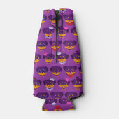 かわいい紫のロットワイラー子犬のパターン ボトルクーラー (裏面)