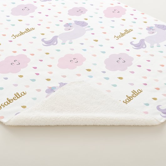 『かわいい紫の一角獣の女パーソナライズされたの子』 シェルパブランケット (3/4)