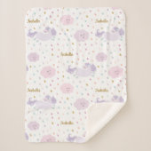 『かわいい紫の一角獣の女パーソナライズされたの子』 シェルパブランケット (正面)