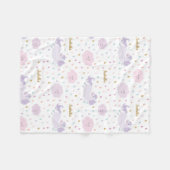 かわいい紫の一角獣の少女パーソナライズされた フリースブランケット (正面(横))