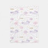 かわいい紫の一角獣の少女パーソナライズされた フリースブランケット (正面)