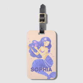 かわいい紫の人魚の子たちパーソナライズされた|過去記事 ラゲッジタグ