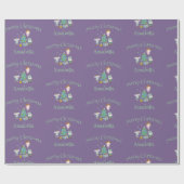 かわいい紫の名前をカスタムするくるみ割りクリスマス ラッピングペーパー (フラット)
