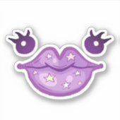 かわいい紫の唇と目 シール (正面)