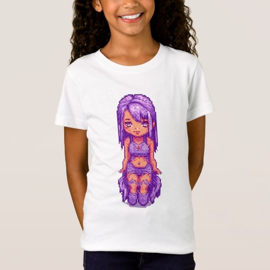 かわいい紫の女の子 Tシャツ (正面)