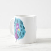 かわいい紫の孔雀の抽象的な葉のパターンのコーヒー コーヒーマグカップ (正面左)