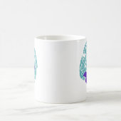 かわいい紫の孔雀の抽象的な葉のパターンのコーヒー コーヒーマグカップ (中央)
