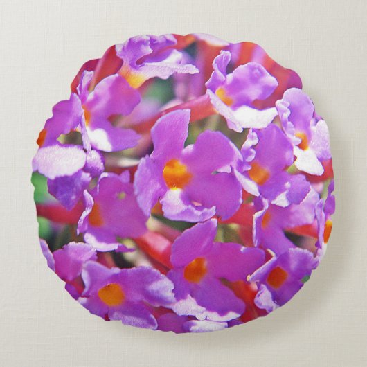 かわいい紫の小さな花 ラウンドクッション (正面)