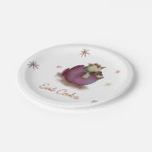 かわいい紫の少女の恐竜 ペーパープレート (アングル)