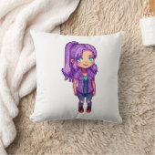 かわいい紫の少女 クッション (ブランケット)