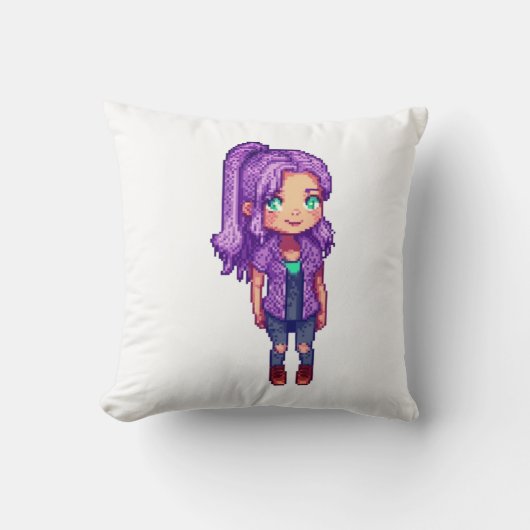 かわいい紫の少女 クッション (正面)