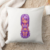 かわいい紫の少女 クッション (ブランケット)