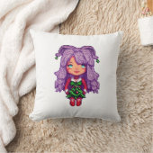 かわいい紫の少女 クッション (ブランケット)