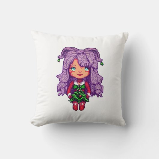 かわいい紫の少女 クッション (正面)