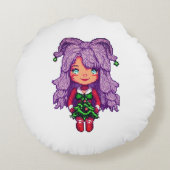 かわいい紫の少女 ラウンドクッション (裏面)
