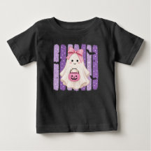 かわいい紫の幽霊のハロウィン子供Tシャツ