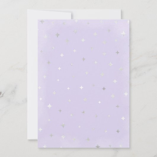 かわいい紫の幽霊の赤ちゃんシャワーを覗く 招待状 (裏面)