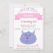 かわいい紫の怪物 | Monster Bash Girls誕生日 招待状 (正面)