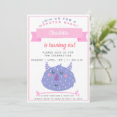 かわいい紫の怪物 | Monster Bash Girls誕生日 招待状 (スタンド正面)