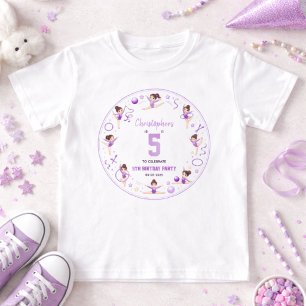 かわいい紫の新体操スポーツテーマ Tシャツ