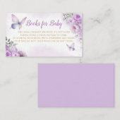 かわいい紫の本ベビー蝶の赤ちゃんシャワー エンクロージャーカード (正面/裏面)