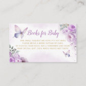かわいい紫の本ベビー蝶の赤ちゃんシャワー エンクロージャーカード (正面)