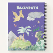 かわいい紫の水彩恐竜 ノートブック (裏面)