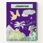 かわいい紫の水彩恐竜 ノートブック (裏面)