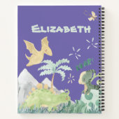 かわいい紫の水彩恐竜 ノートブック (裏面)