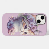 かわいい紫の水彩花の猫 - Flora Case-Mate iPhoneケース (裏面 (横))