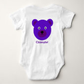 かわいい紫の熊 ベビーボディスーツ (裏面)