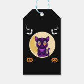 かわいい紫の猫の子どもハローウィンパーティ ギフトタグ (裏面)