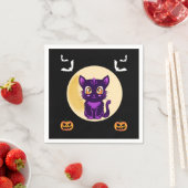かわいい紫の猫の子どもハローウィンパーティ スタンダードカクテルナプキン (インサイチュ)