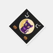 かわいい紫の猫の子どもハローウィンパーティ スタンダードカクテルナプキン (角)