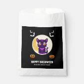 かわいい紫の猫の子どもハローウィンパーティ フェイバーバッグ (正面)