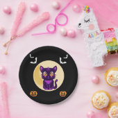 かわいい紫の猫の子どもハローウィンパーティ ペーパープレート (パーティー)