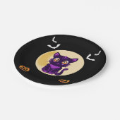 かわいい紫の猫の子どもハローウィンパーティ ペーパープレート (アングル)