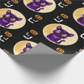 かわいい紫の猫の子どもハローウィンパーティ ラッピングペーパー (角)