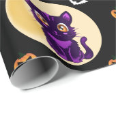 かわいい紫の猫の子どもハローウィンパーティ ラッピングペーパー (ロールコーナー)