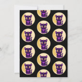 かわいい紫の猫の子どもハローウィンパーティ 招待状 (裏面)